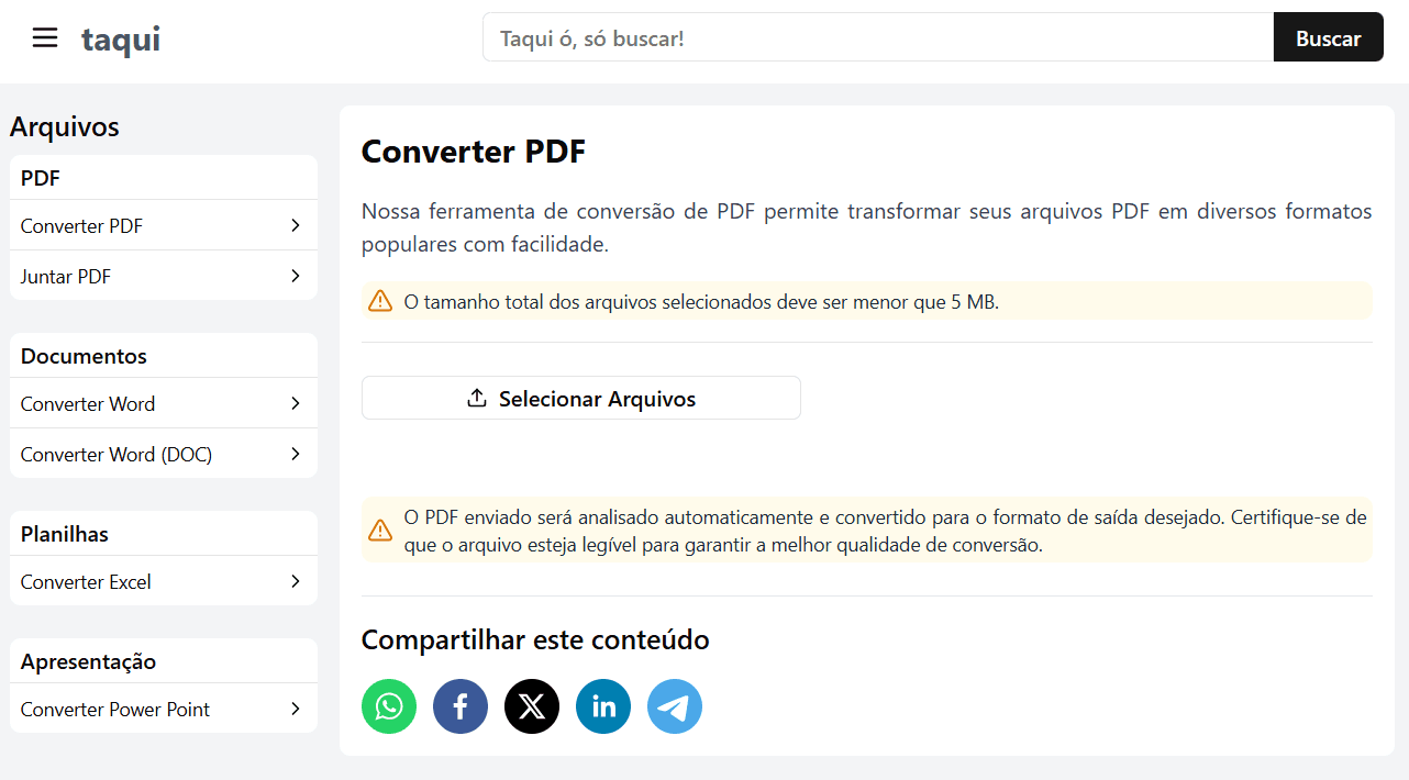 Página Converter PDF