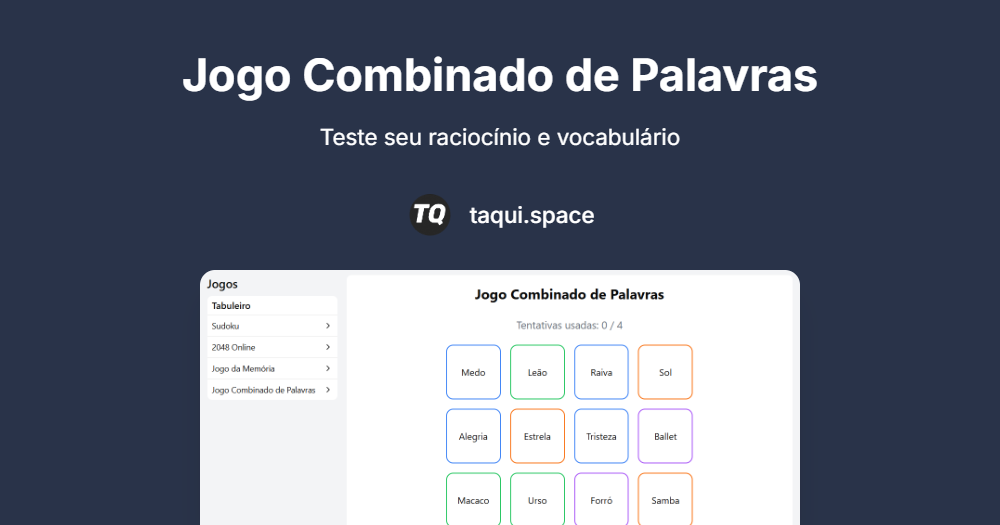 Jogo Combinado de Palavras Online (Teste seu raciocínio e vocabulário)